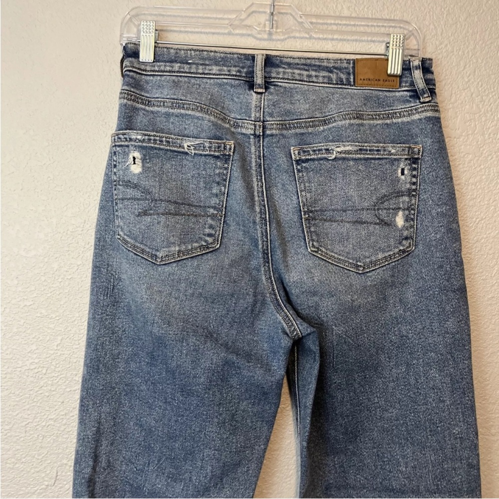 American Eagle Mom Straight Blue Jeans Comfort Stretch Waist Medium Wash Size 6 - Picture 6 of 8